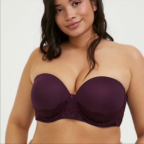 Torrid Push Up Strapless Bra Purple Lace Trim NWT - Picture 2 of 3